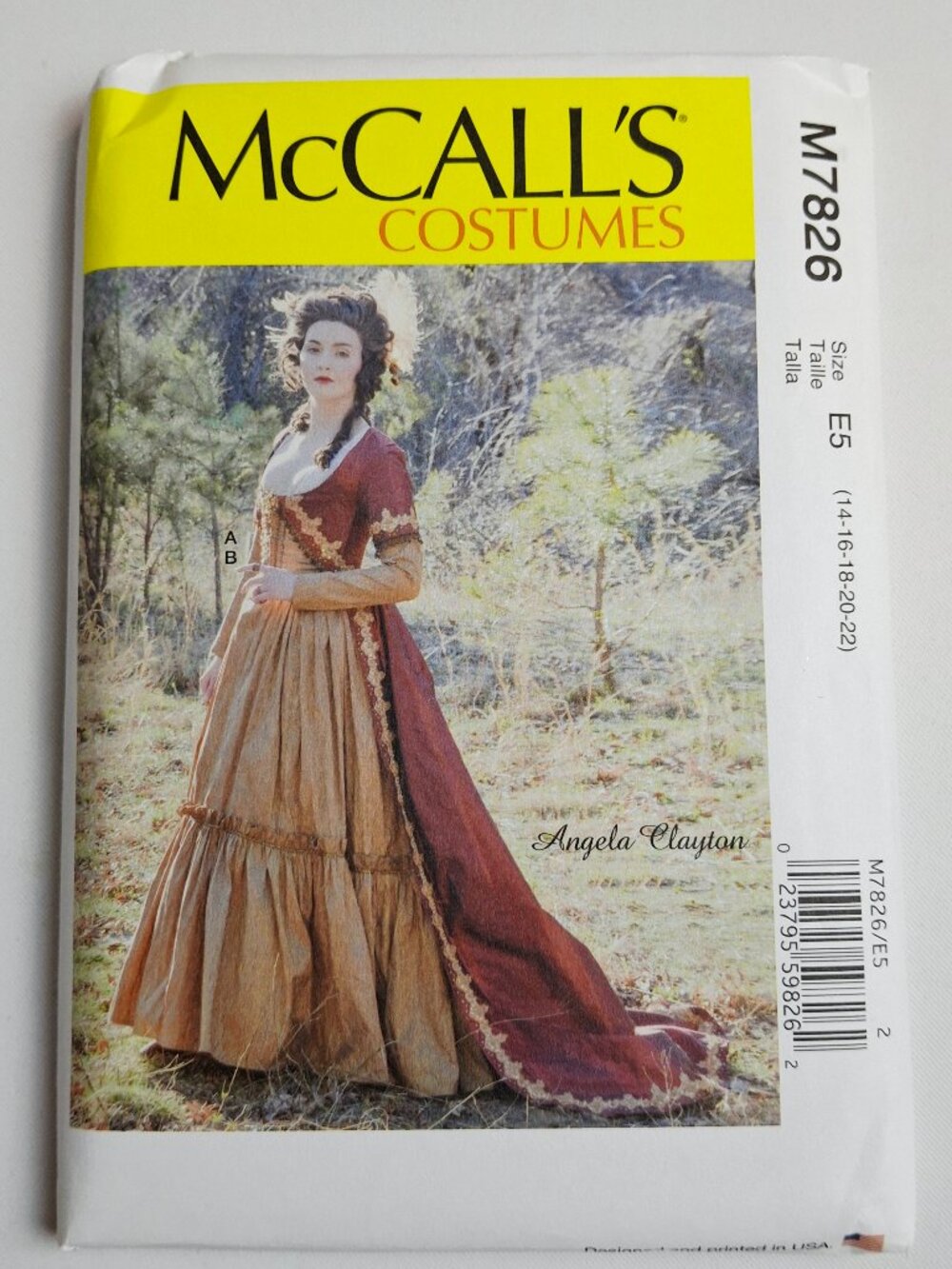 McCall's 7826 Sz 14-22 Georgian Gothic 18th Century Gown Costume Pattern Uncut